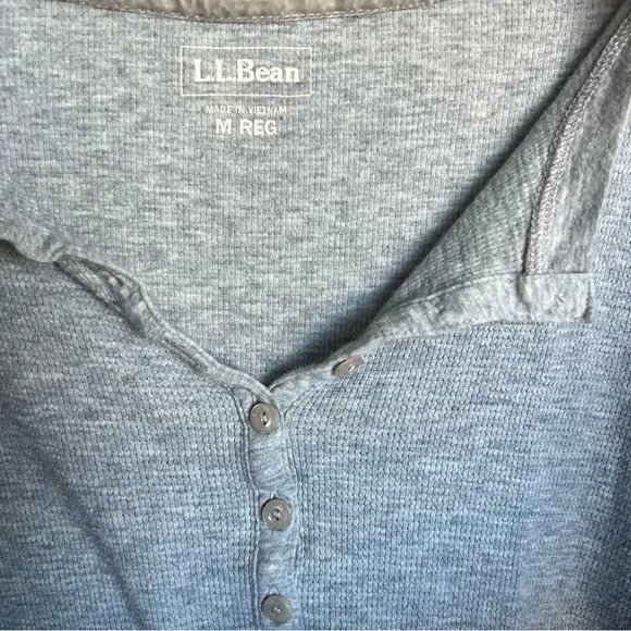 LL Bean Gray Button Up Long Sleeved Shirt Undershirt Athletic Comfy Shirt - Picture 3 of 3
